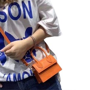 Chic Orange Mini Bag with Structured Crocodile Design Australia by Strandbags